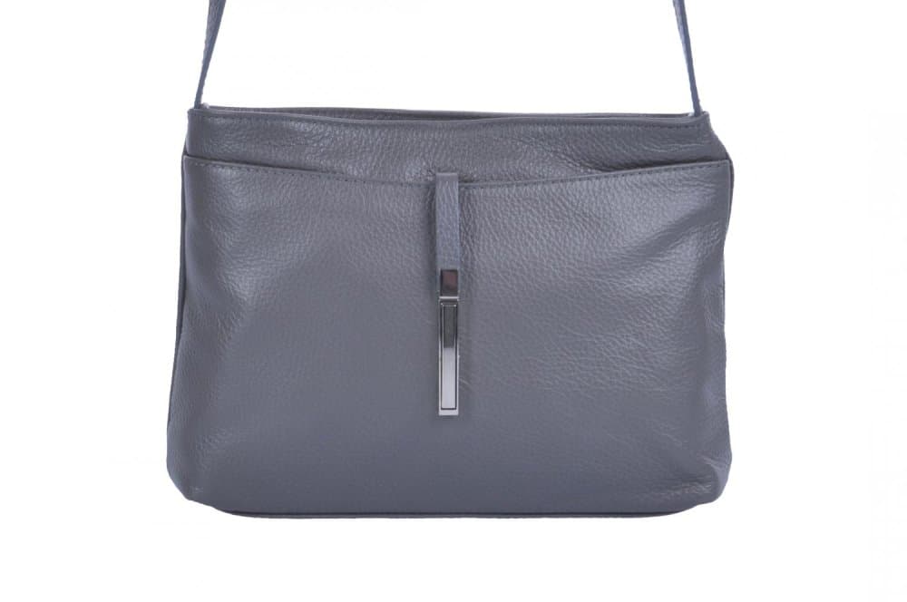 MaxFly Dámská kožená crossbody kabelka 5085 šedá 2