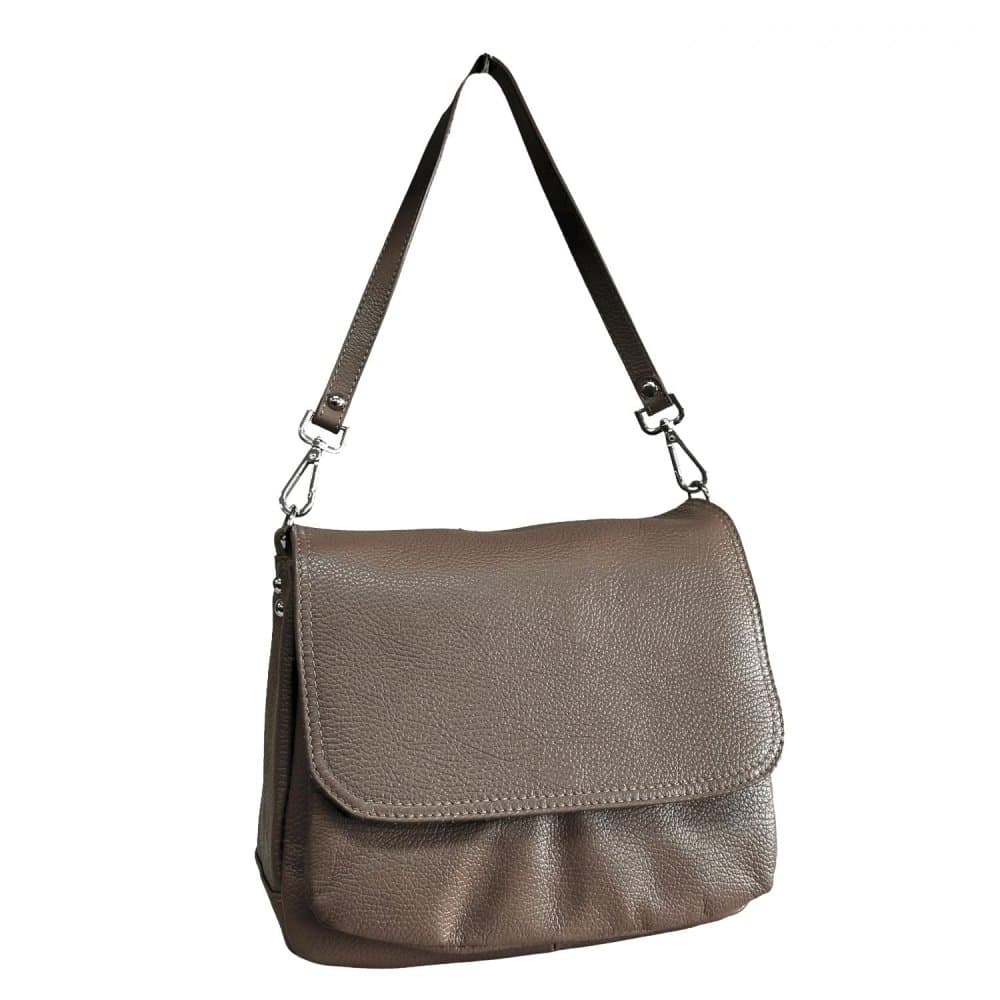 Dámská kožená kabelka přes rameno SARA BAGS 6538 taupe – pepřově hnědá 2