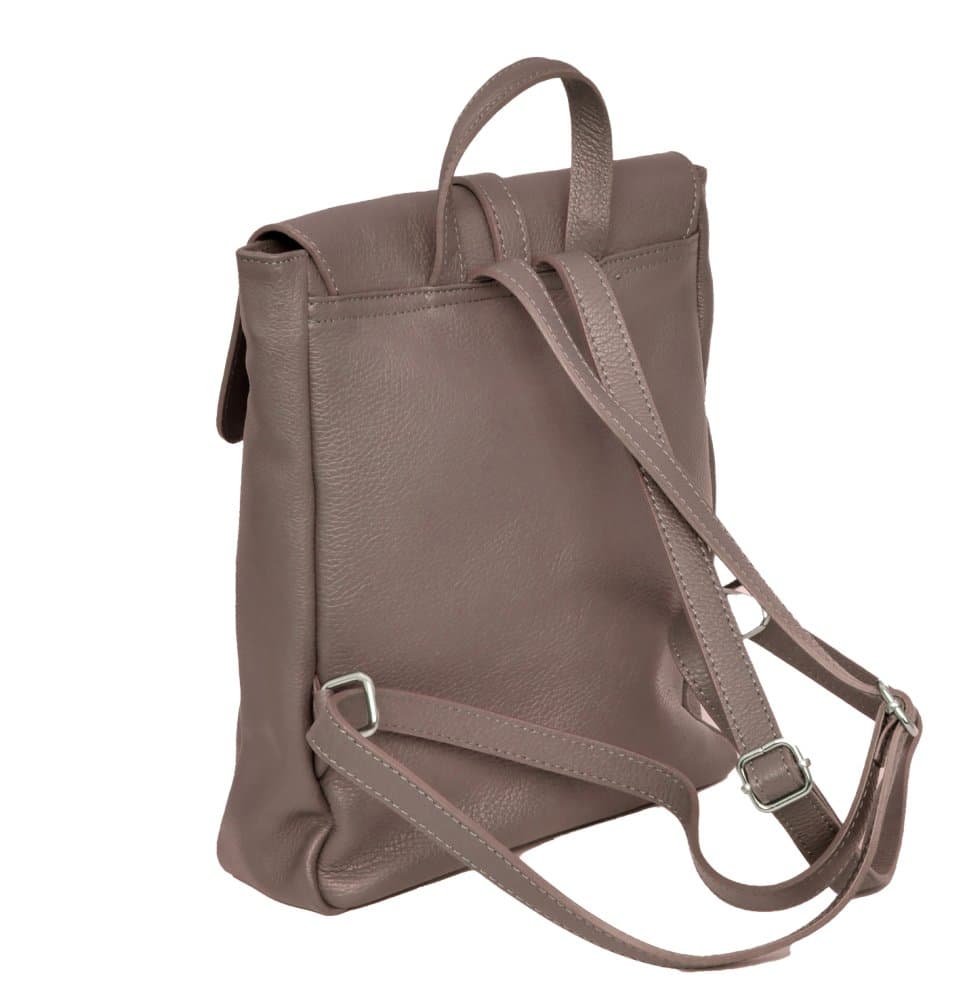 MaxFly Kožený batoh dámský 6007 světle hnědý - taupe 4