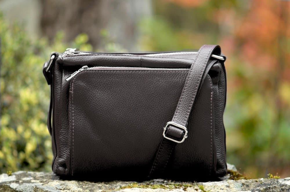 Kožená crossbody kabelka SARA BAGS 5542 tmavě hnědá