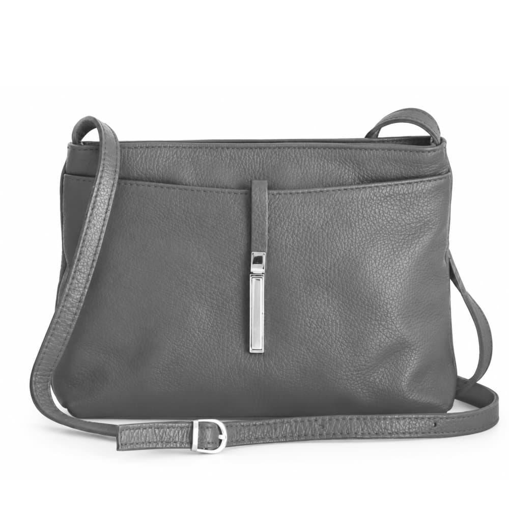 Kožená crossbody kabelka SARA BAGS 5085 šedá