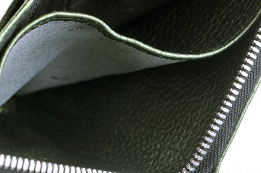 Dámská peněženka celá na zip VZOREK GREEN metalická zelená 4