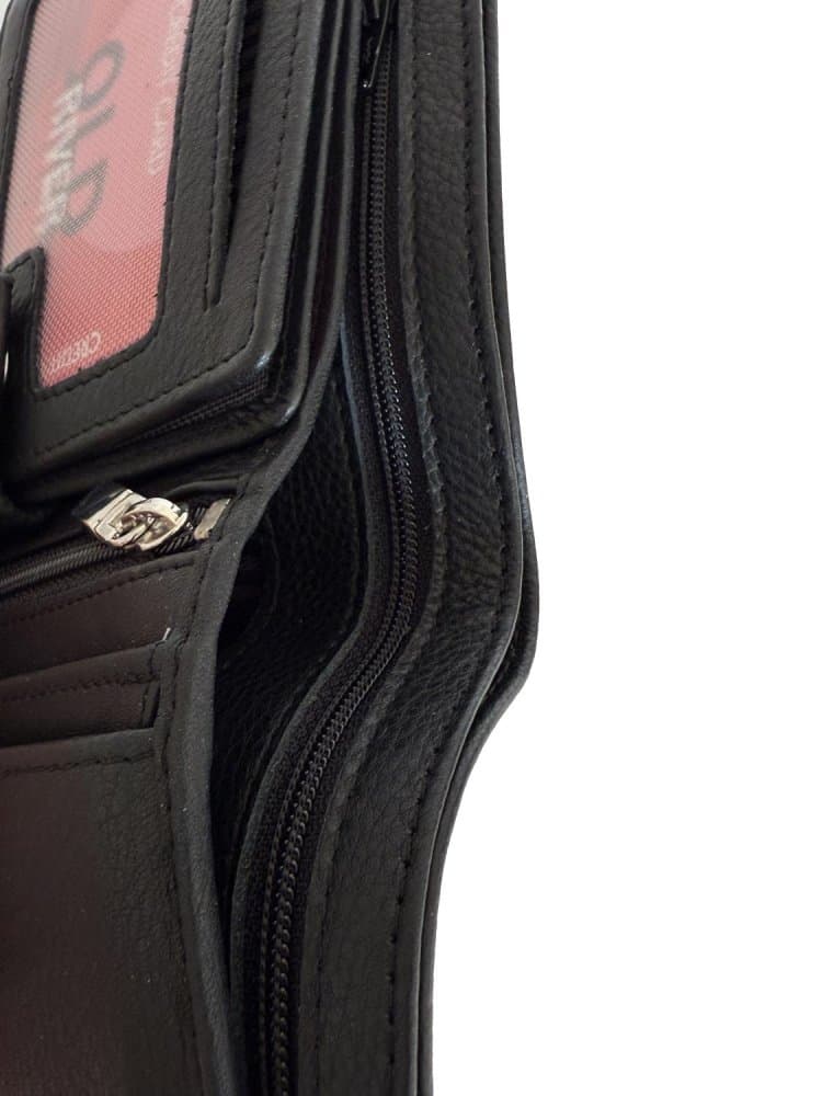 Pánská kožená peněženka ZE-229 černá, zip na bankovky 3