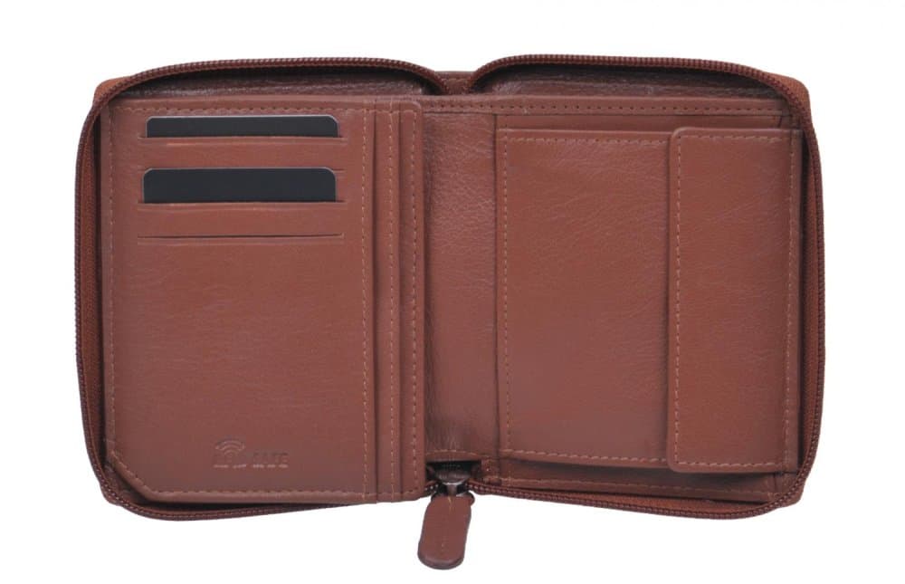 Kožená peněženka Bugatti Banda 49133407 cognac celá na zip 2