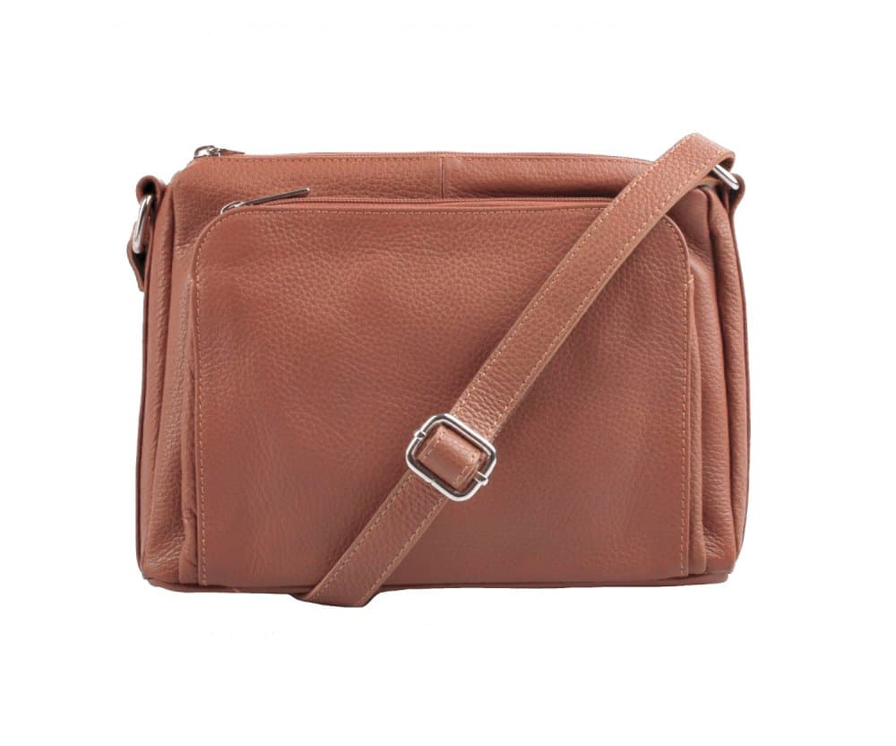 Kožená crossbody kabelka SARA BAGS 5542 hnědá cognac