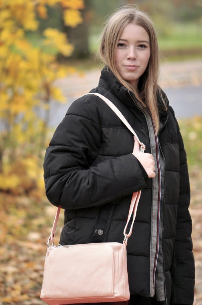 Kožená crossbody kabelka SARA BAGS 5542 růžová pudrová 5