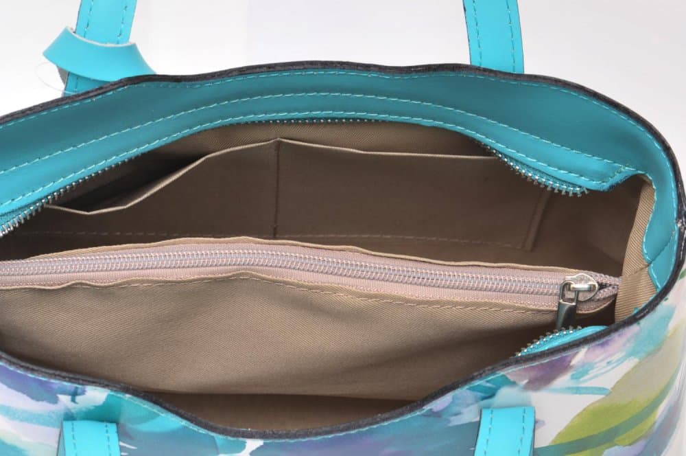 MaxFly Kožená dámská kabelka 51361-D32 tyrkysová + bílá 5