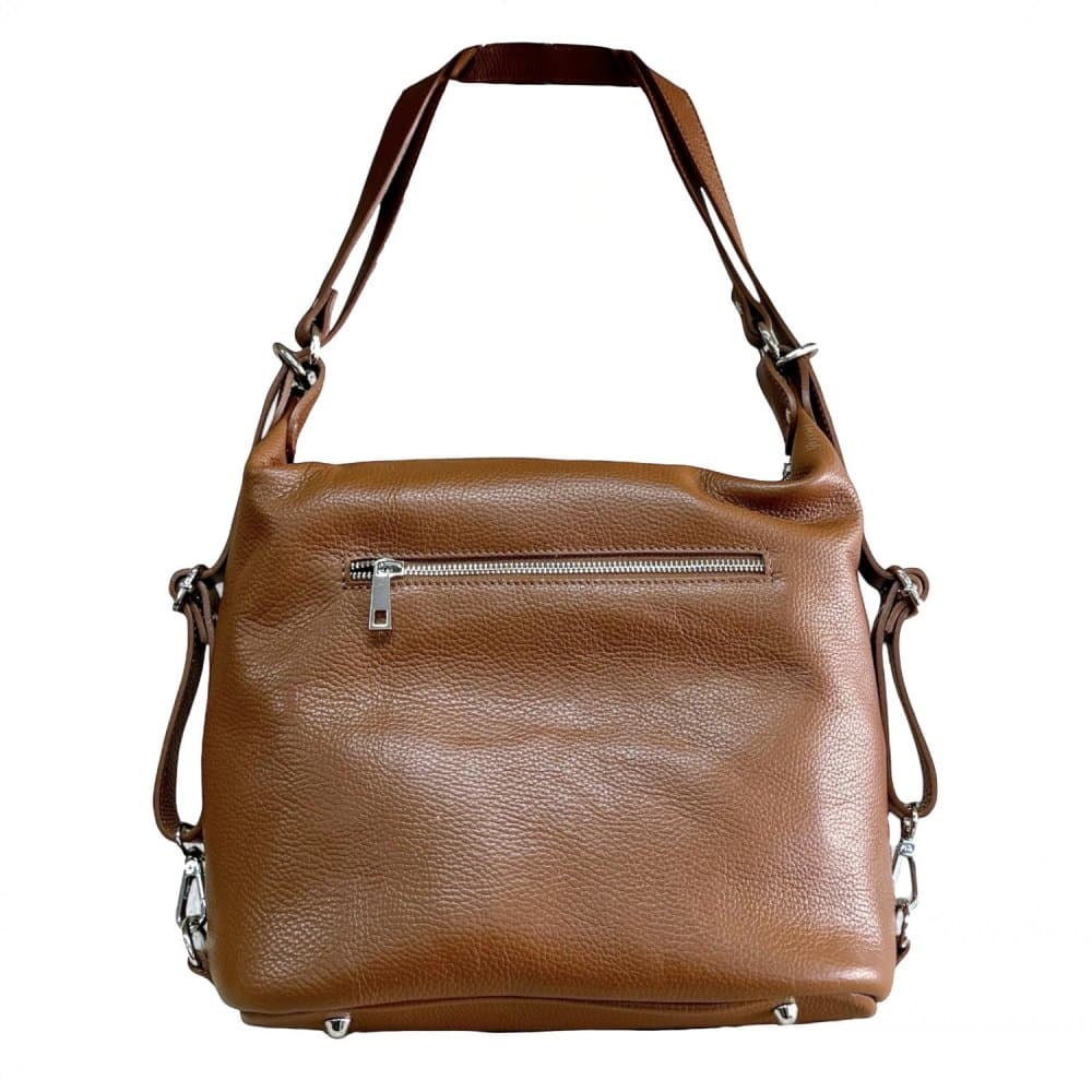 MaxFly Kožená kabelka a batoh v jednom 6539 COGNAC hnědá 3
