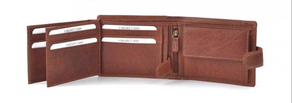 Pánská kožená peněženka Poyem 5209 cognac - zip na bankovky 3