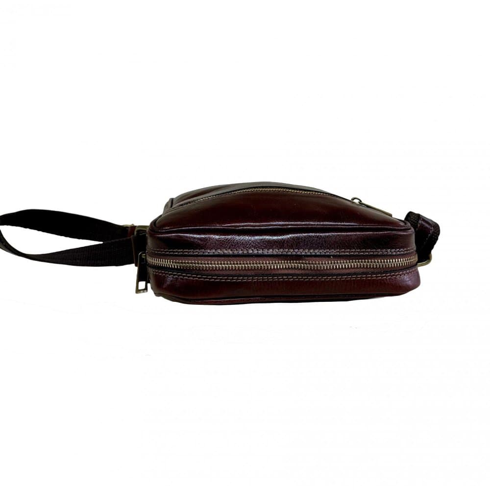 MaxFly Pánská kožená crossbody taška T08 hnědá, formát A5 3