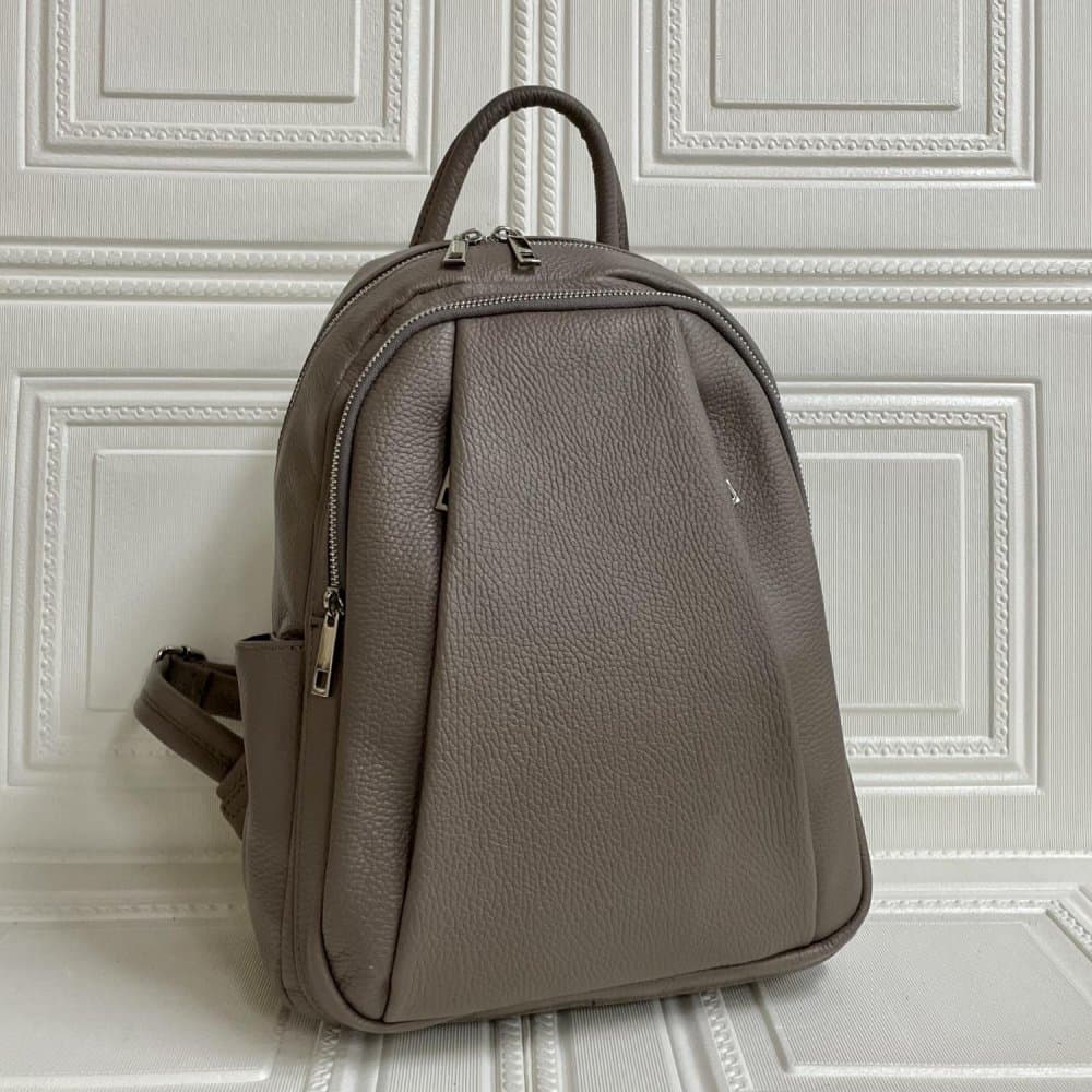 MaxFly dámský kožený batoh 5637 TAUPE - hnědý 3