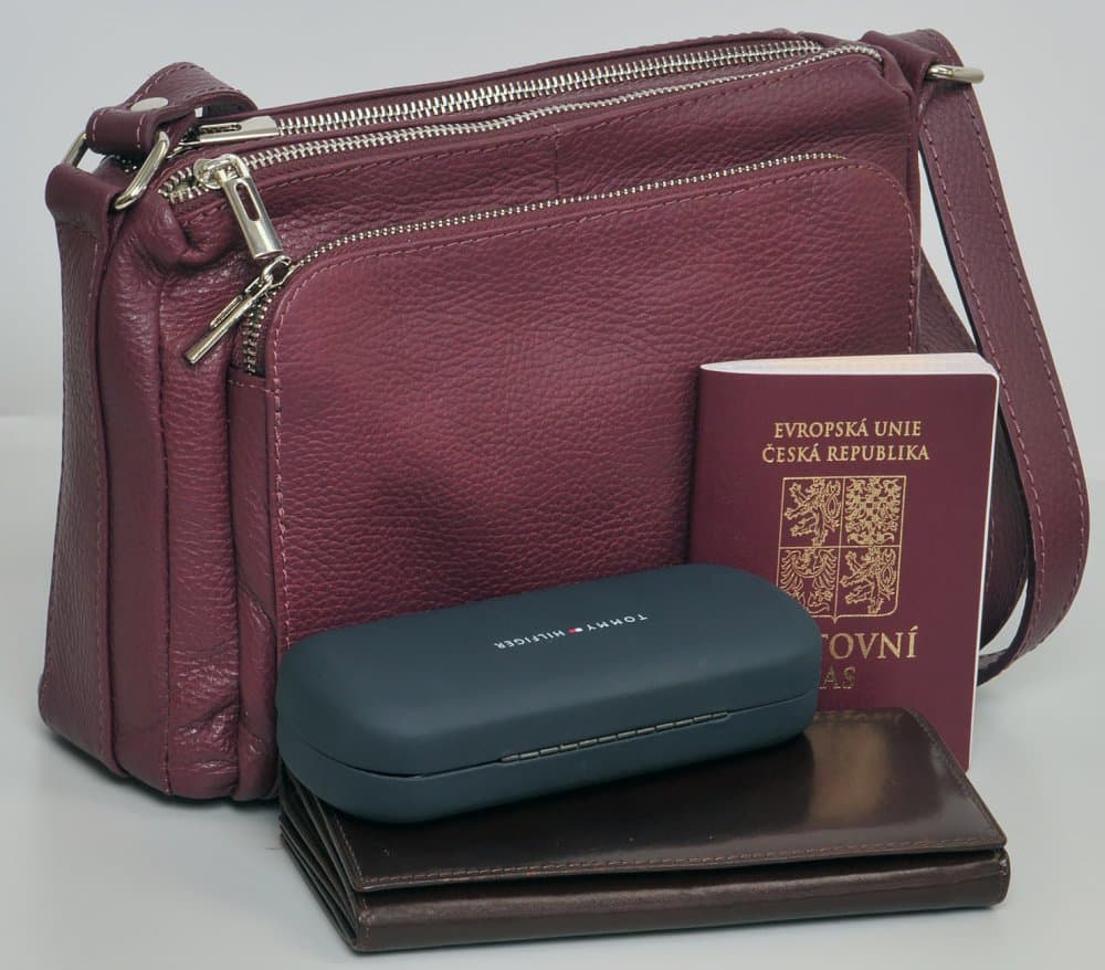 Kožená crossbody kabelka SARA BAGS 5542 bordó 5