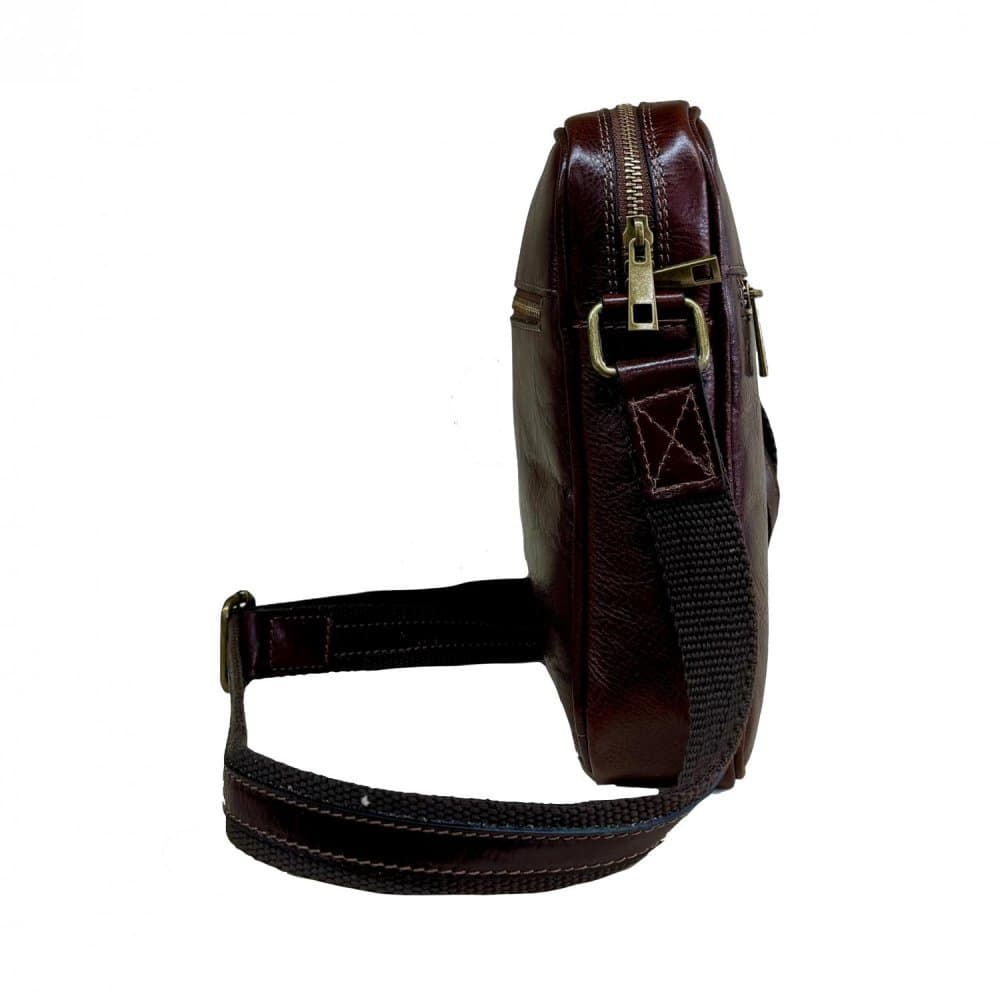 MaxFly Pánská kožená crossbody taška T08 hnědá, formát A5 2