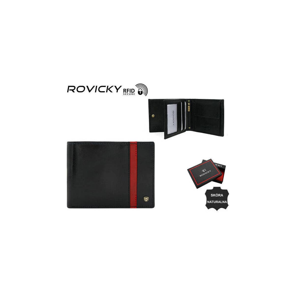 Rovicky Pánská kožená peněženka Mandok černo-červená