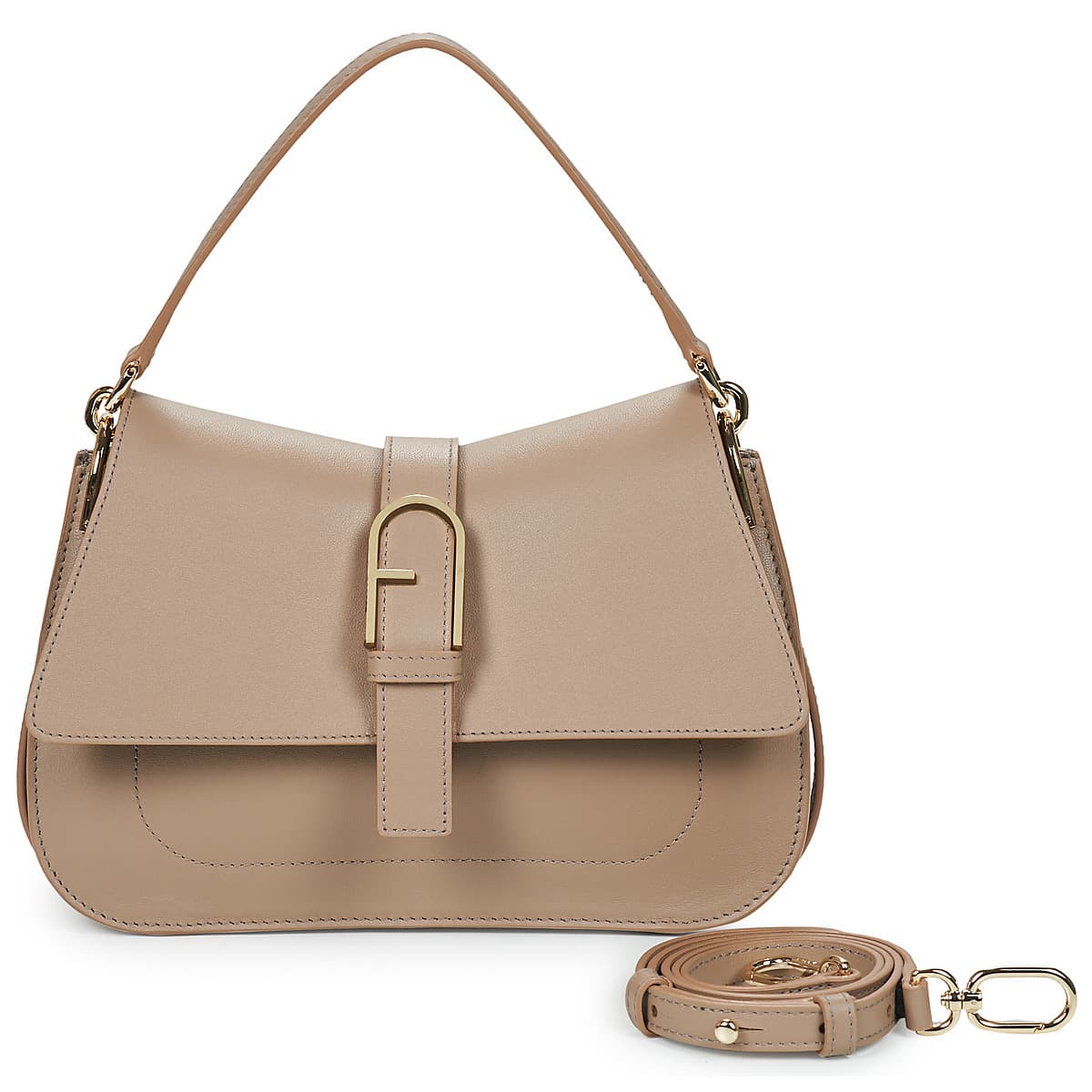 Kabelka přes rameno Furla Flow M TOP Handle, hnědá