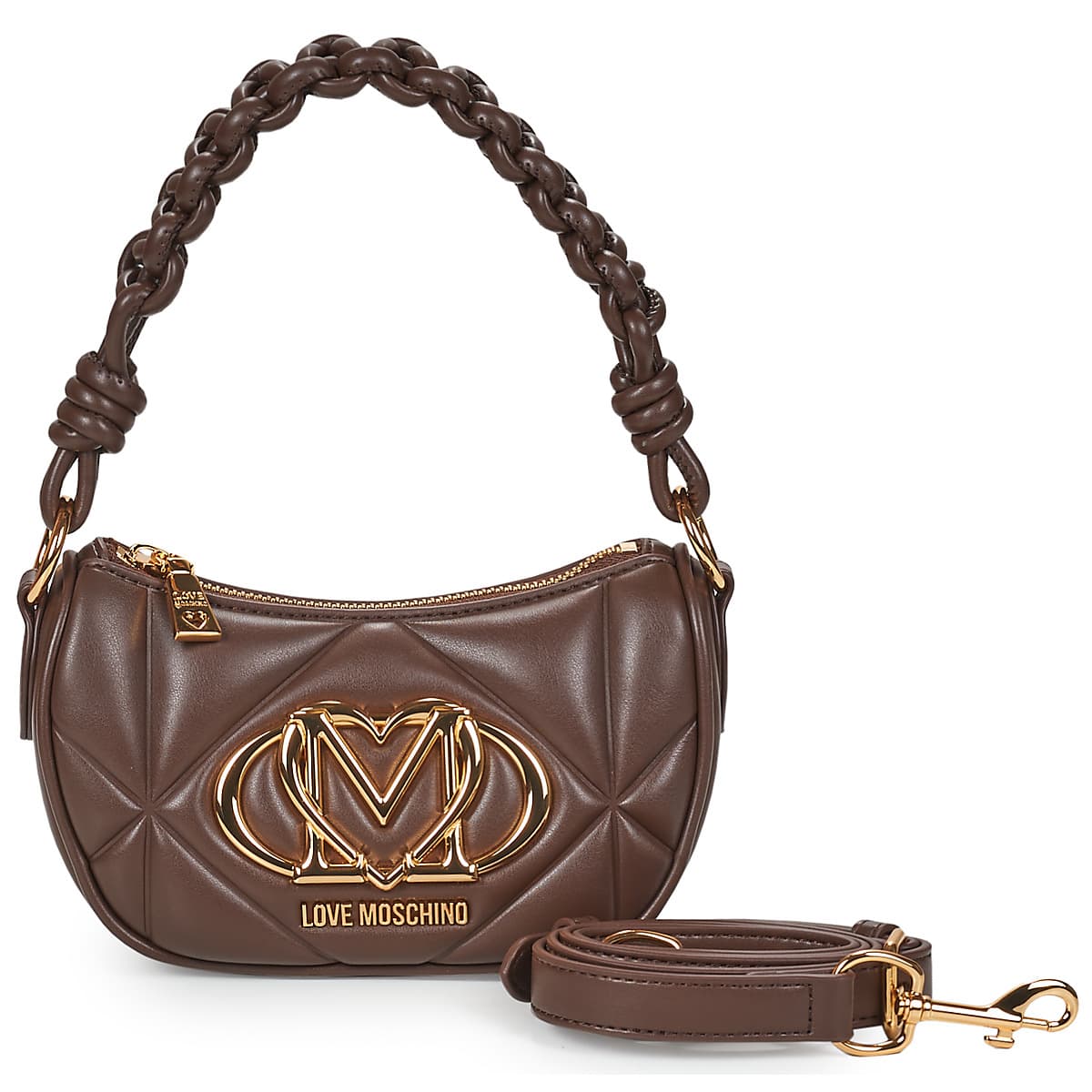 Kabelka přes rameno Love Moschino Embossed Q, hnědá