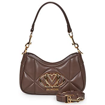 Kabelka přes rameno Love Moschino Embossed Q, hnědá 4