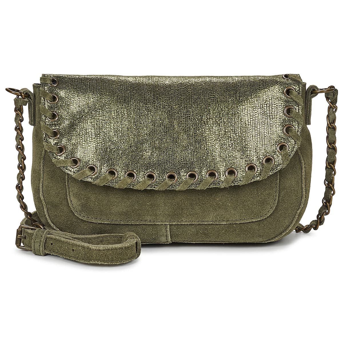Kabelka přes rameno Pieces Pcbinia Suede Cross Body, zelená