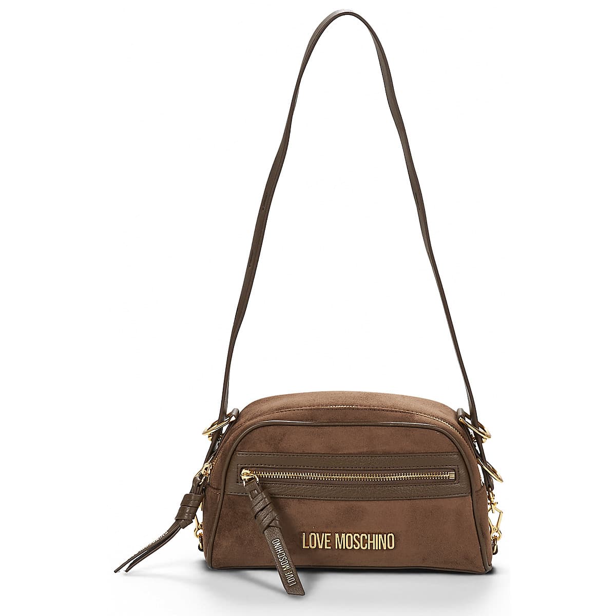 Kabelka přes rameno Love Moschino Signature ZIP Xbody, hnědá