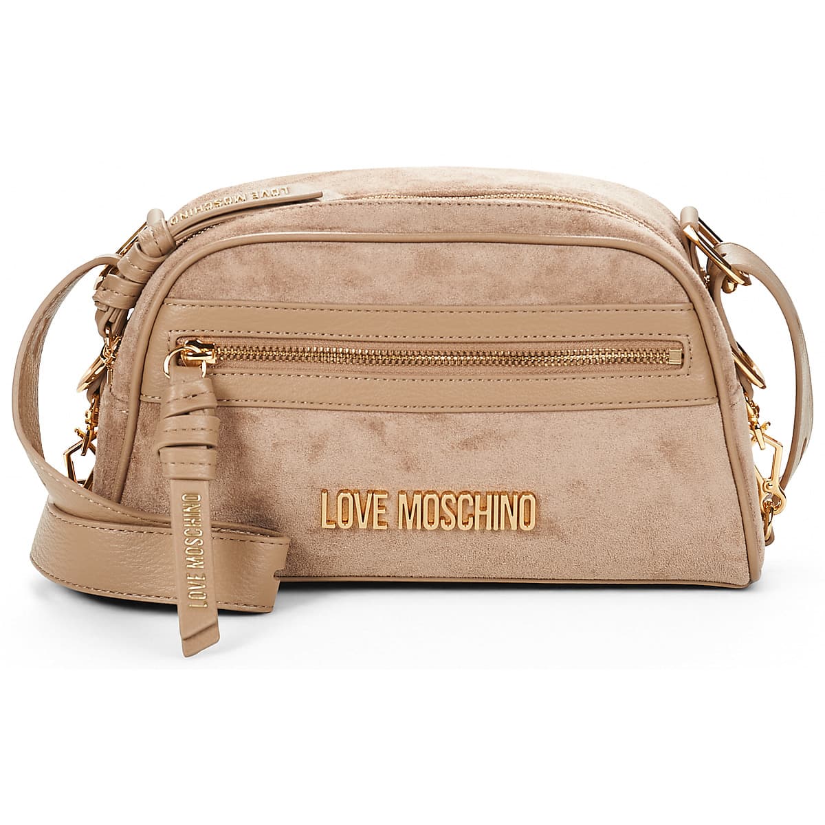 Kabelka přes rameno Love Moschino Signature ZIP Xbody, béžová