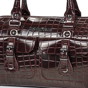 Kabelka přes rameno Dr. Martens TOP Handle BAG Oxblood High Shine Croc Emboss 4