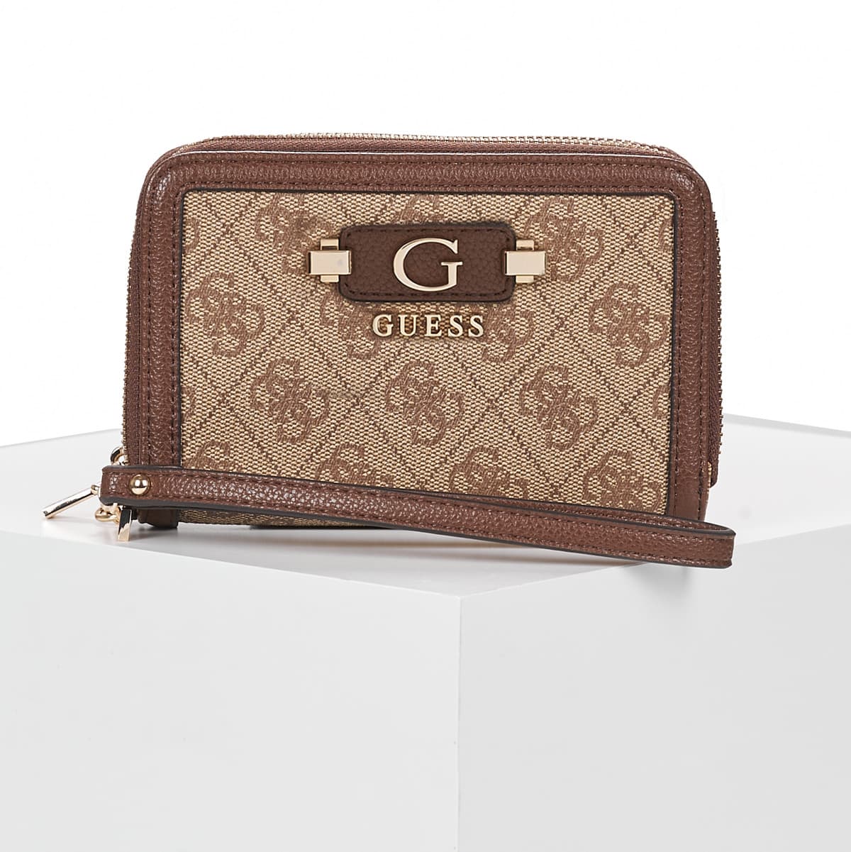 Peněženka Guess Lindsey SLG MED Double ZIP, hnědá
