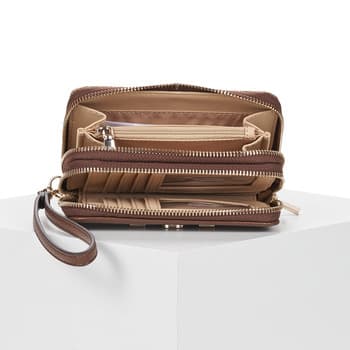 Peněženka Guess Lindsey SLG MED Double ZIP, hnědá 3