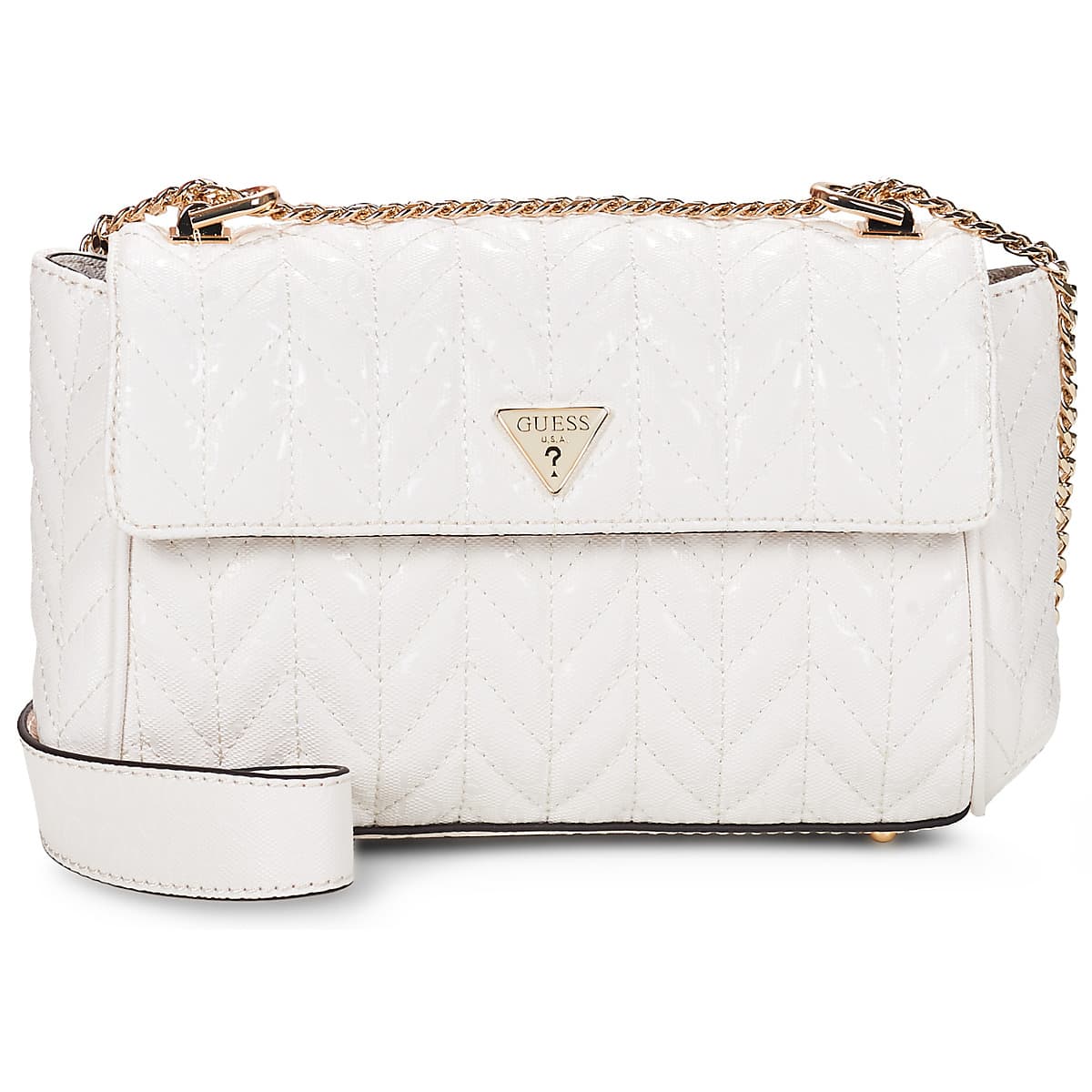 Kabelka přes rameno Guess Stacey Convertible Xbody Flap, bílá