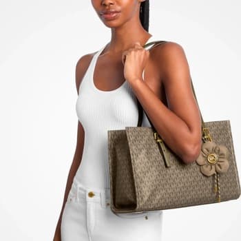 Kabelka MICHAEL Michael Kors 30t6a6zt8c Md Ew Tz Tote W Charm, hnědá 3