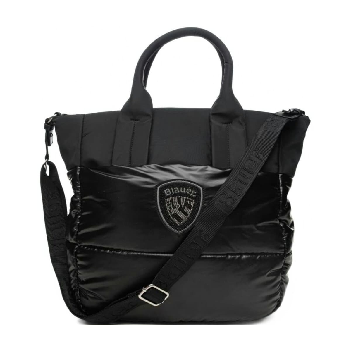 Kabelka Blauer Polyester Nylon Tote Bag Padded, černá