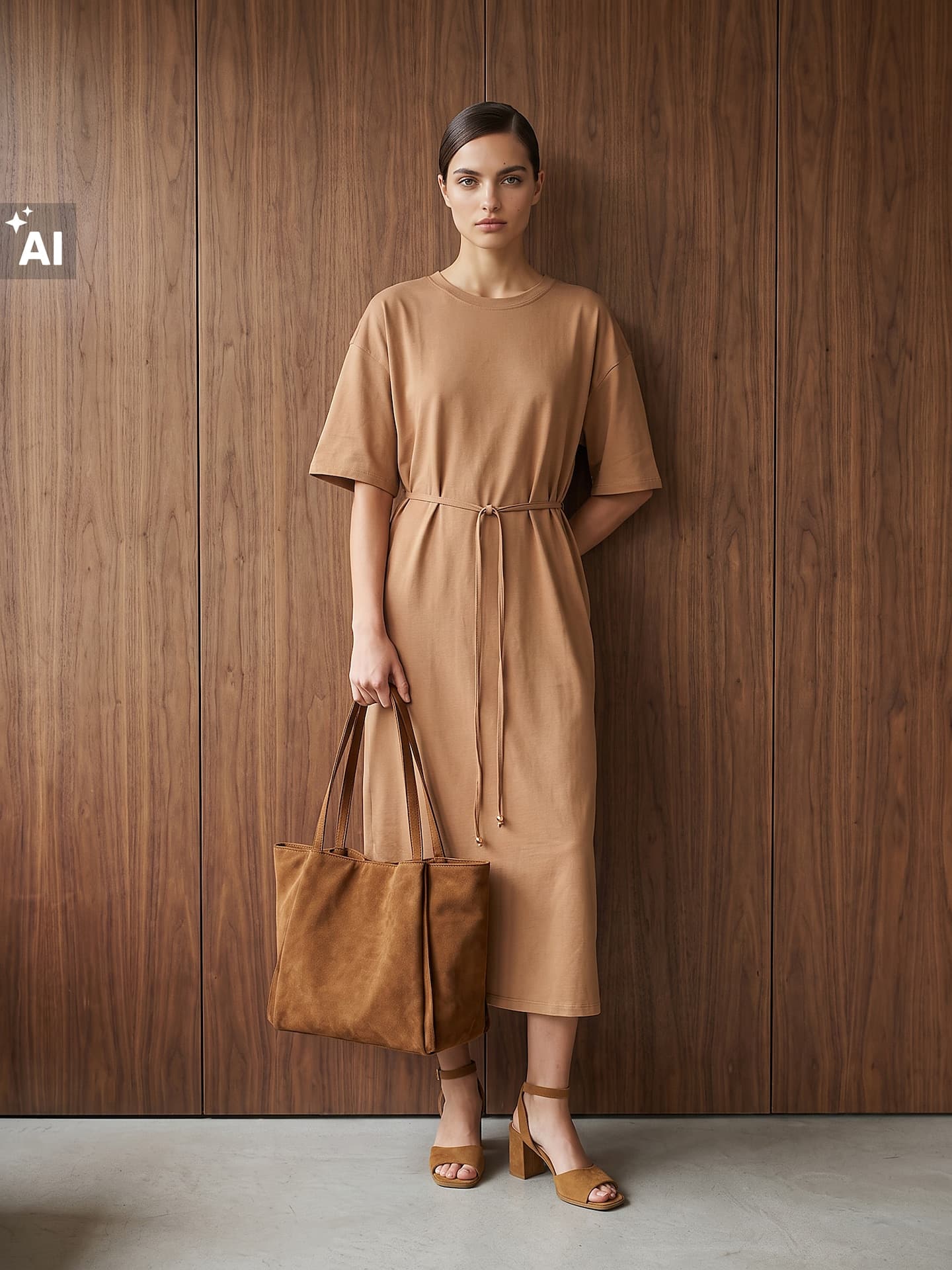 Shopper taška z imitace semiše, hnědá 2