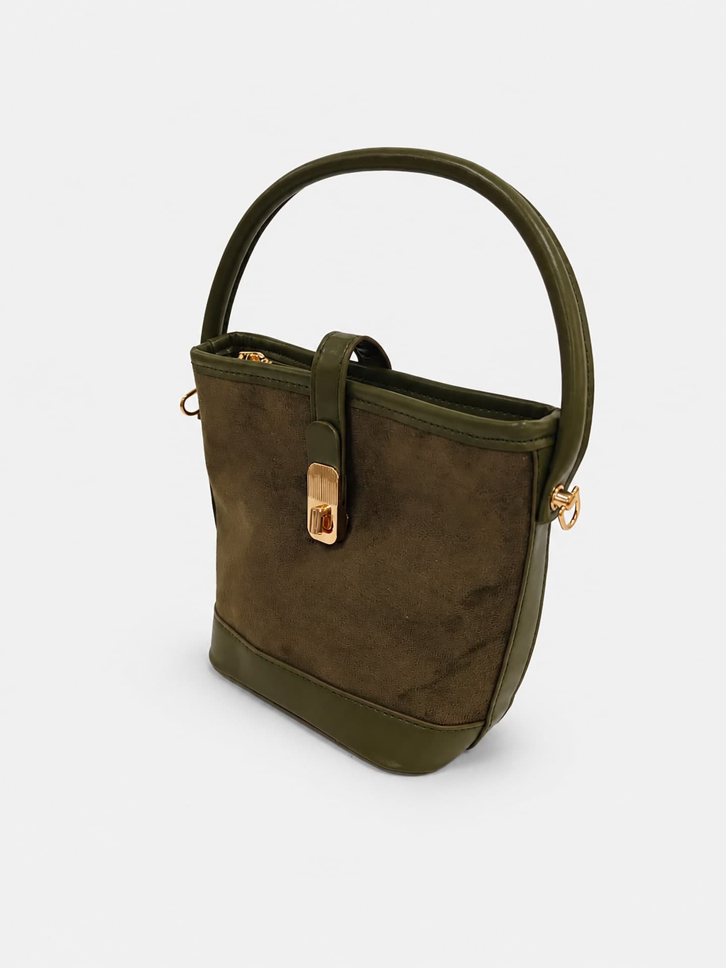 Crossbody kabelka z imitace semiše, zelená 2