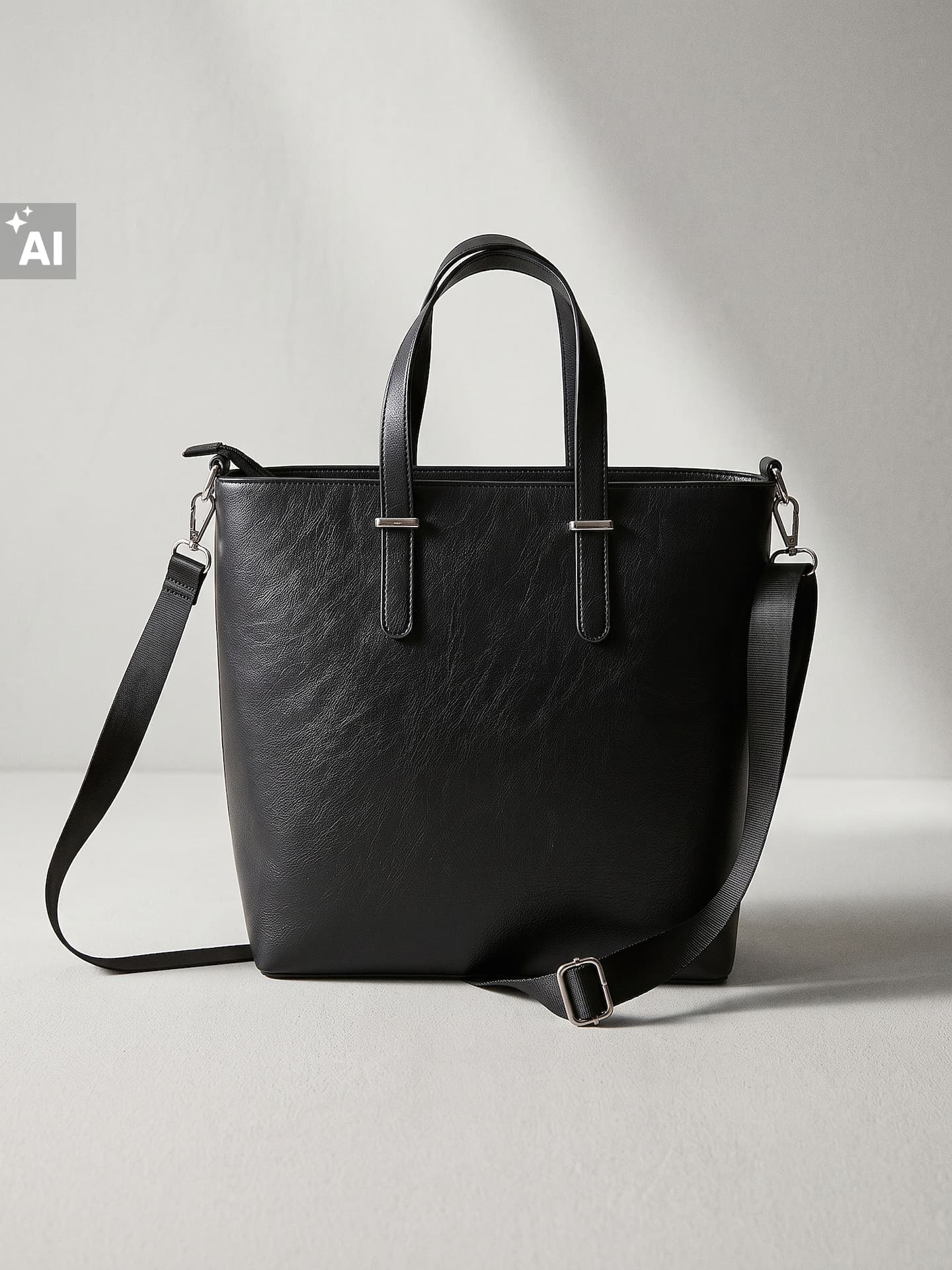 Kabelka shopper z imitace kůže, černá 2