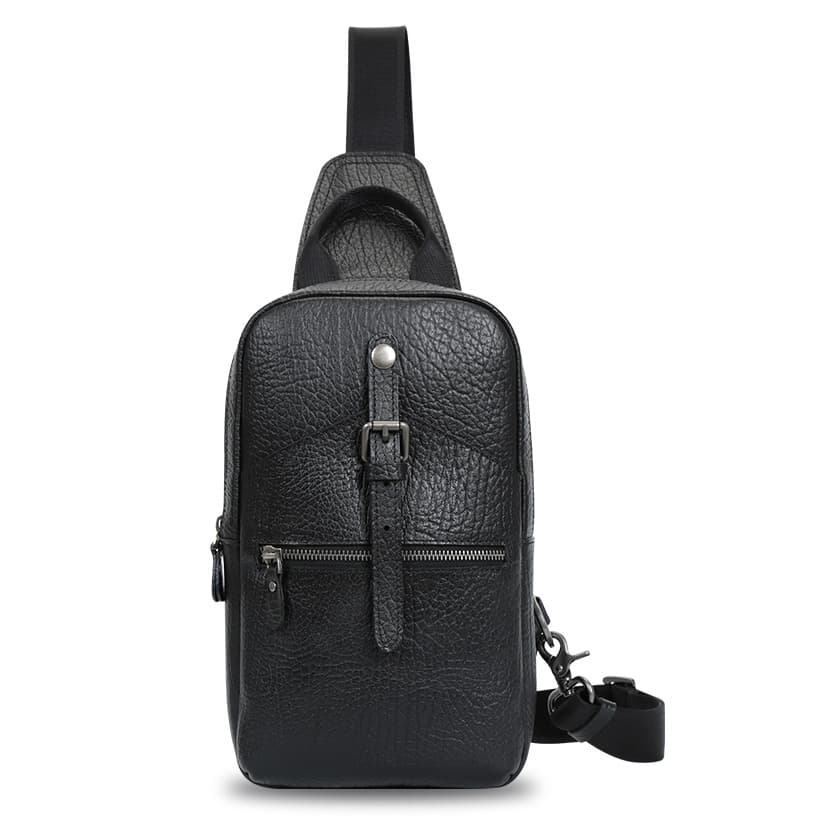 VALMIO Černá kožená crossbody taška Varden