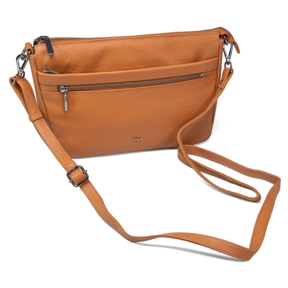 VALMIO Dámská kožená crossbody kabelka Arina - oranžová 2