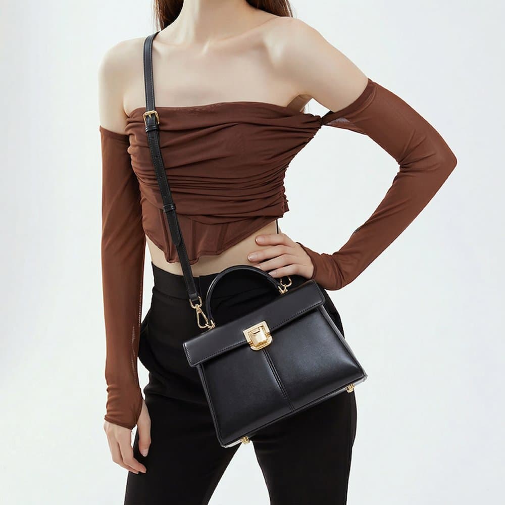 VALMIO Kožená dámská kabelka Nerona - černá 6