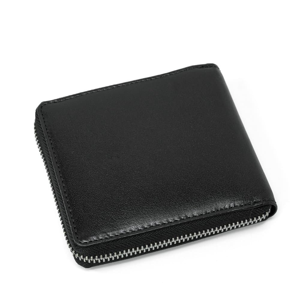 VALMIO Černá kožená peněženka na zip Černá 4