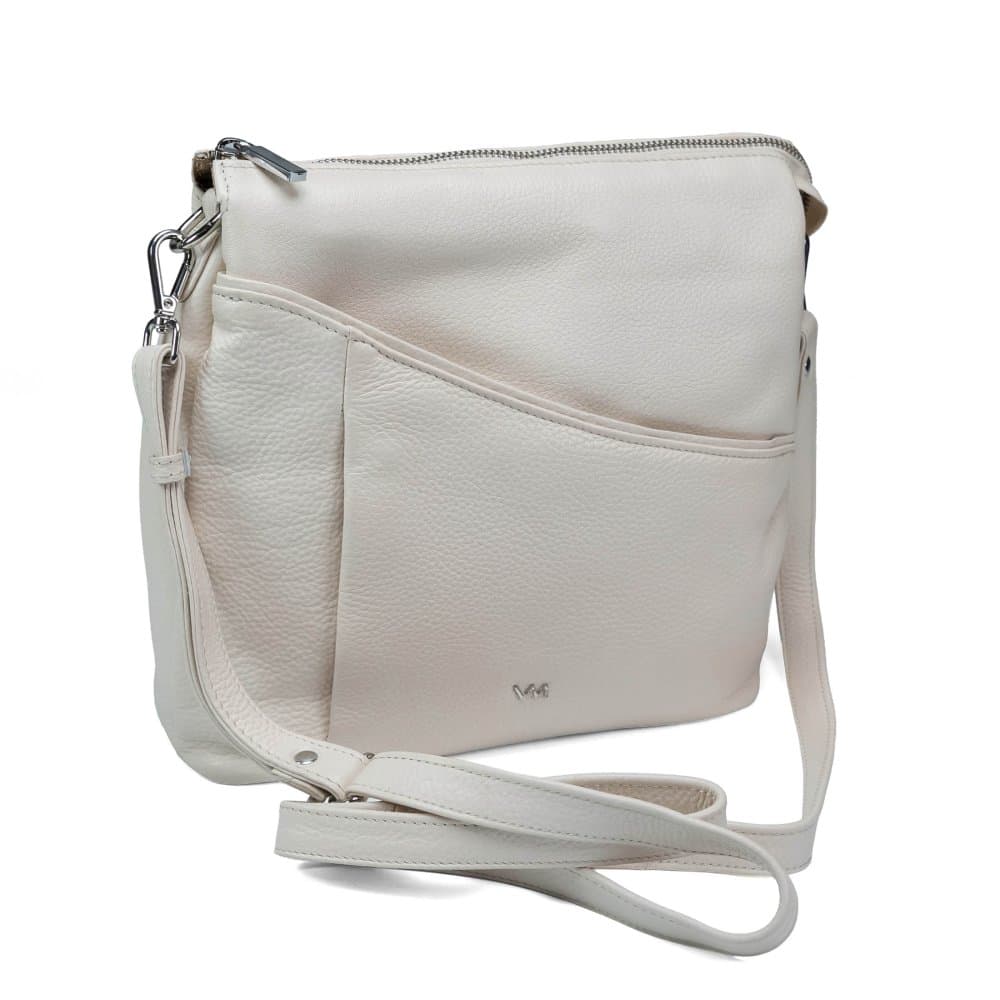 VALMIO Dámská kožená crossbody kabelka Livia – béžová 2