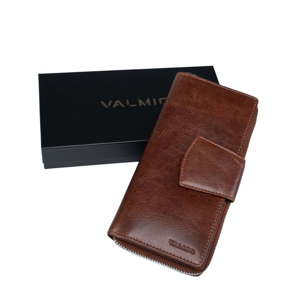 VALMIO Dámská kožená peněženka Snug 2439 koňaková Hnědá 2