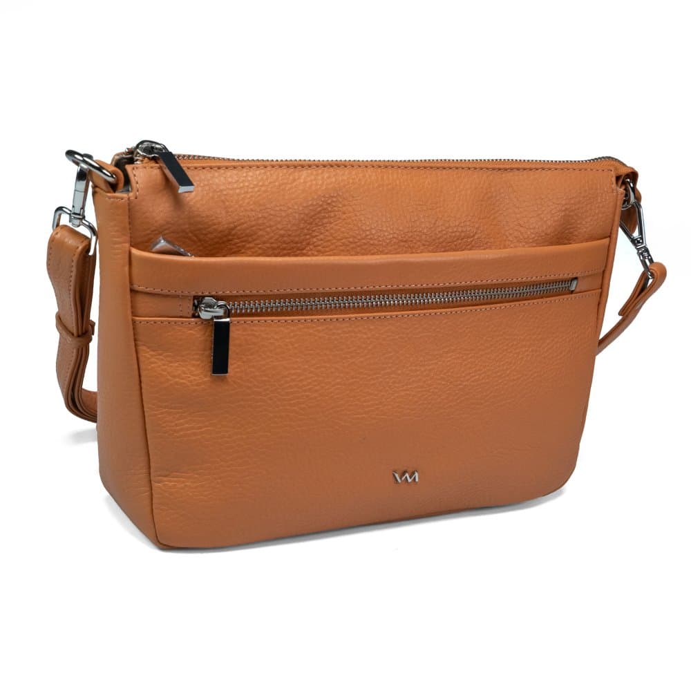 VALMIO Dámská kožená crossbody kabelka Arina - oranžová 3