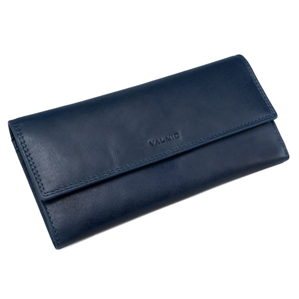 VALMIO Dámská kožená peněženka Pouch tmavě modrá Modrá 4