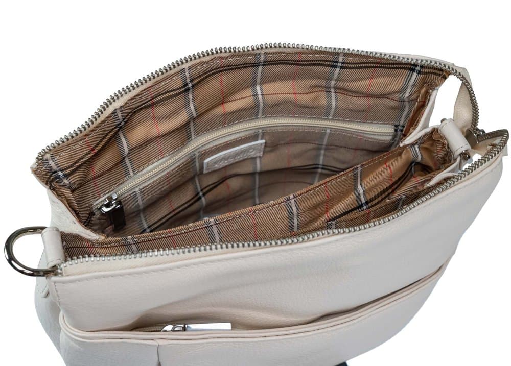 VALMIO Dámská kožená crossbody kabelka Livia – béžová 6