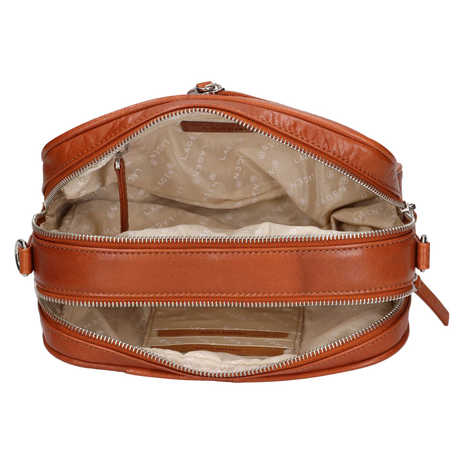 Kožená crossbody kabelka Lagen Silvera, hnědá 5