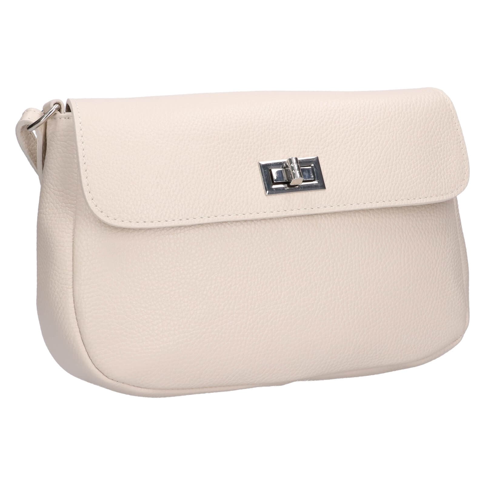 Kožená crossbody kabelka Italia Arabela, krémová 2