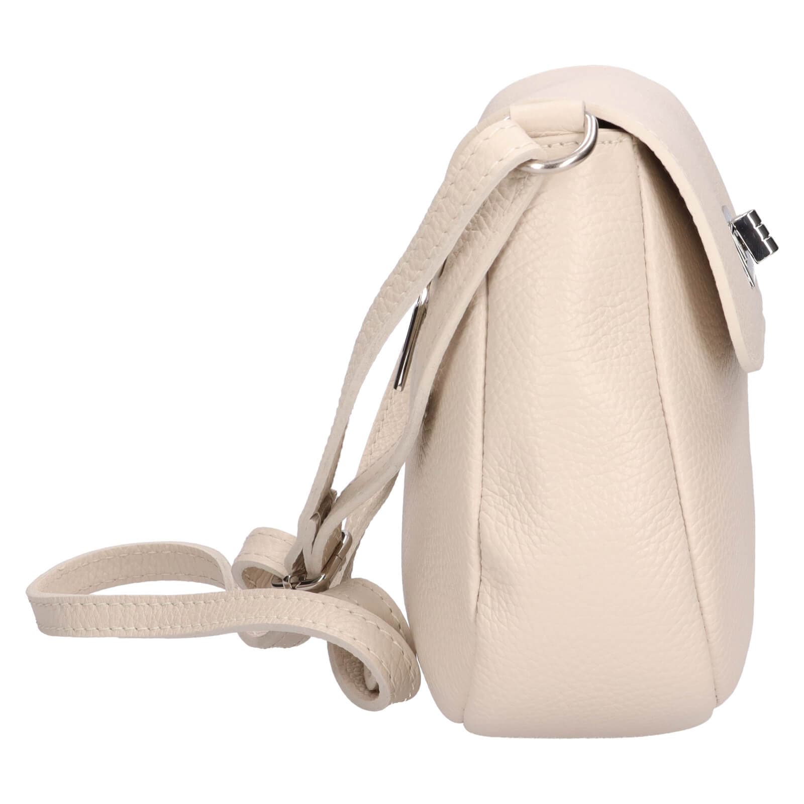 Kožená crossbody kabelka Italia Arabela, krémová 4