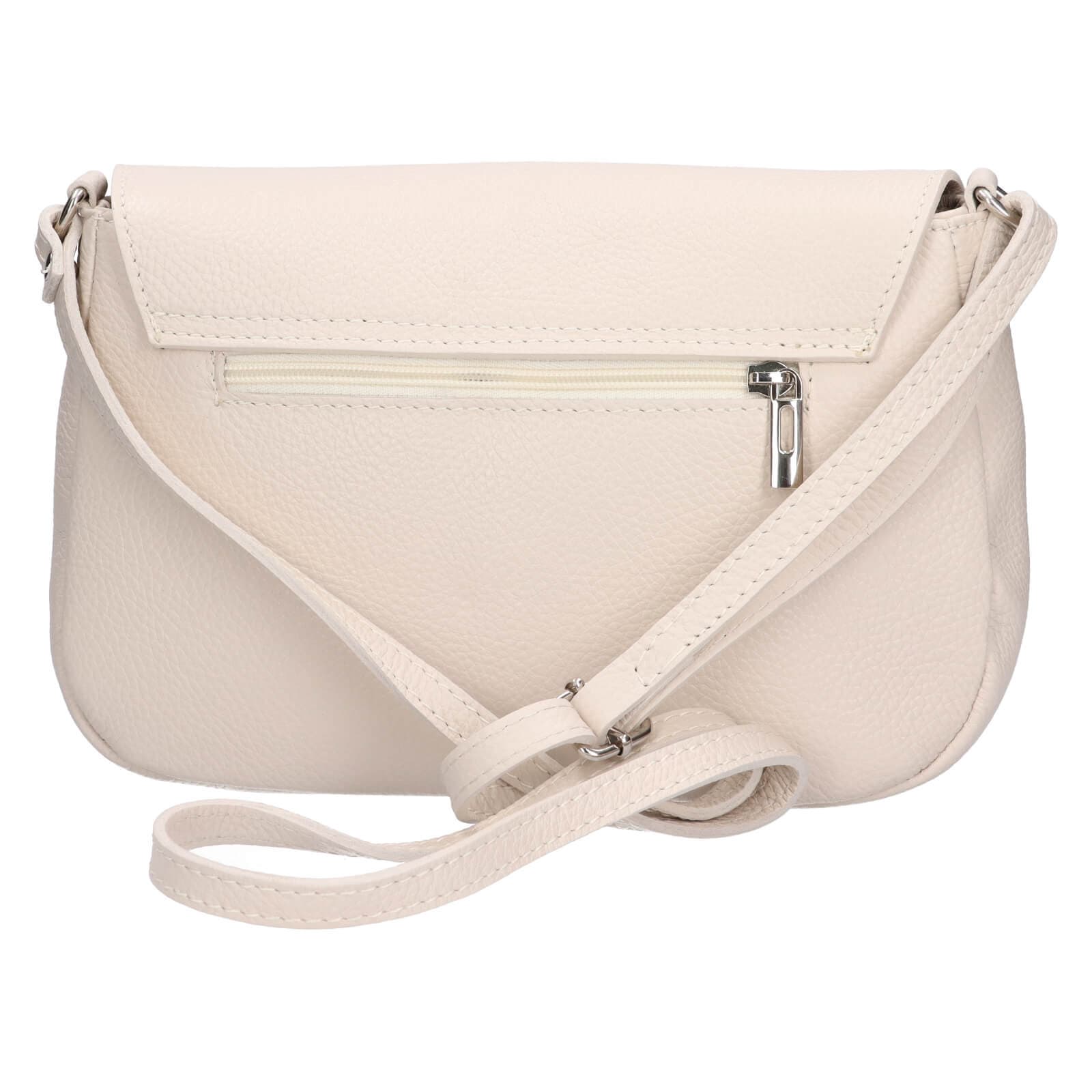 Kožená crossbody kabelka Italia Arabela, krémová 3