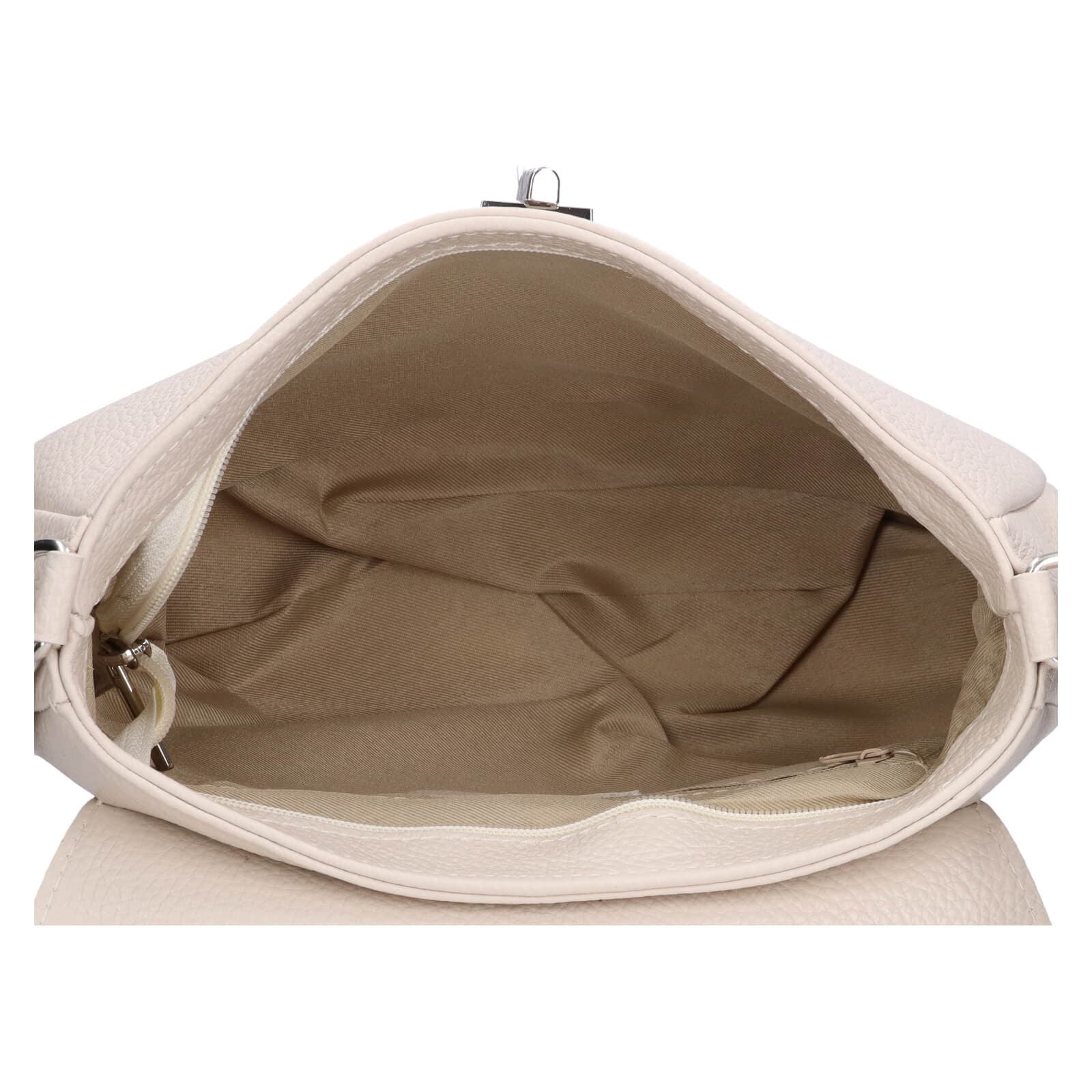 Kožená crossbody kabelka Italia Arabela, krémová 5