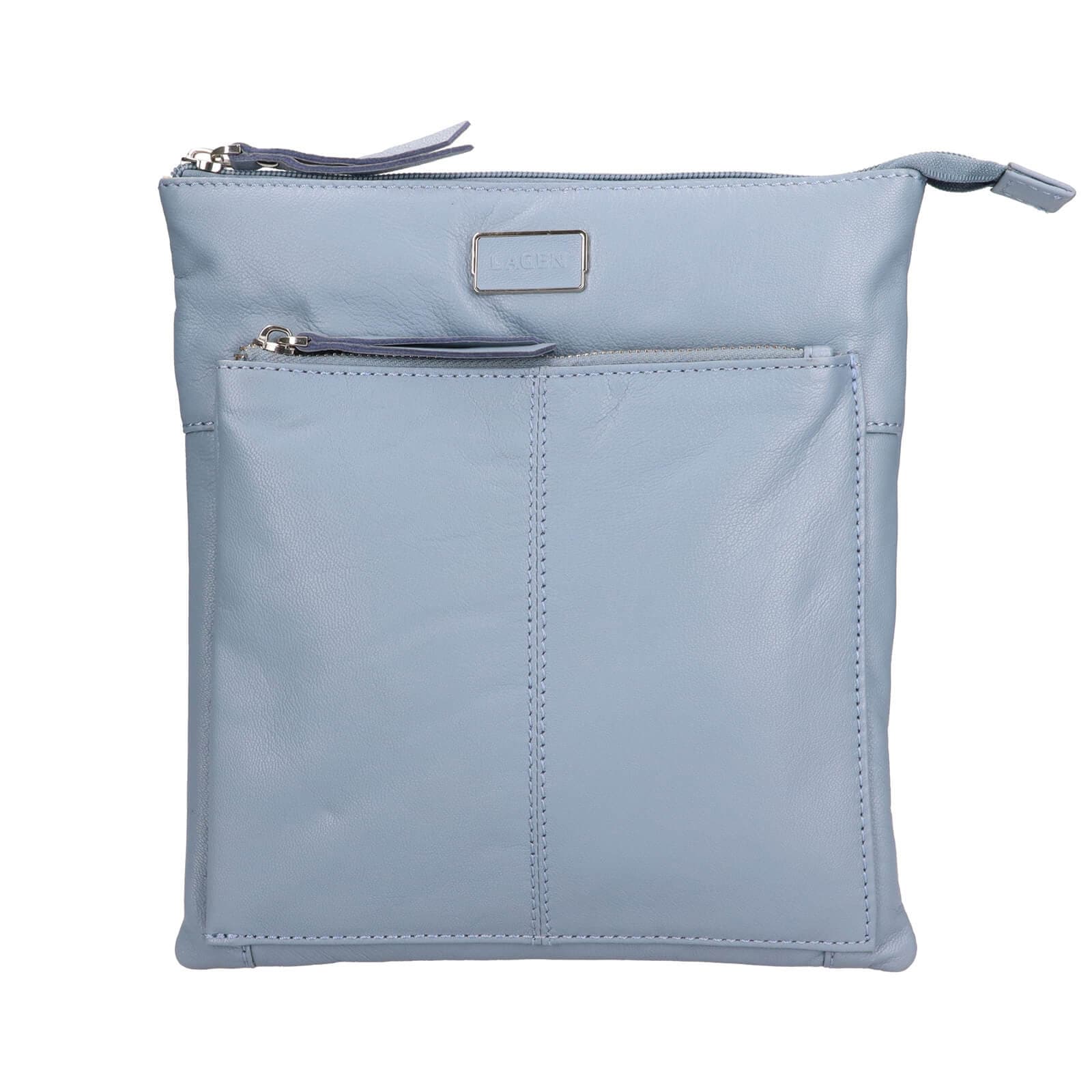Kožená crossbody kabelka Lagen Amara, modrá