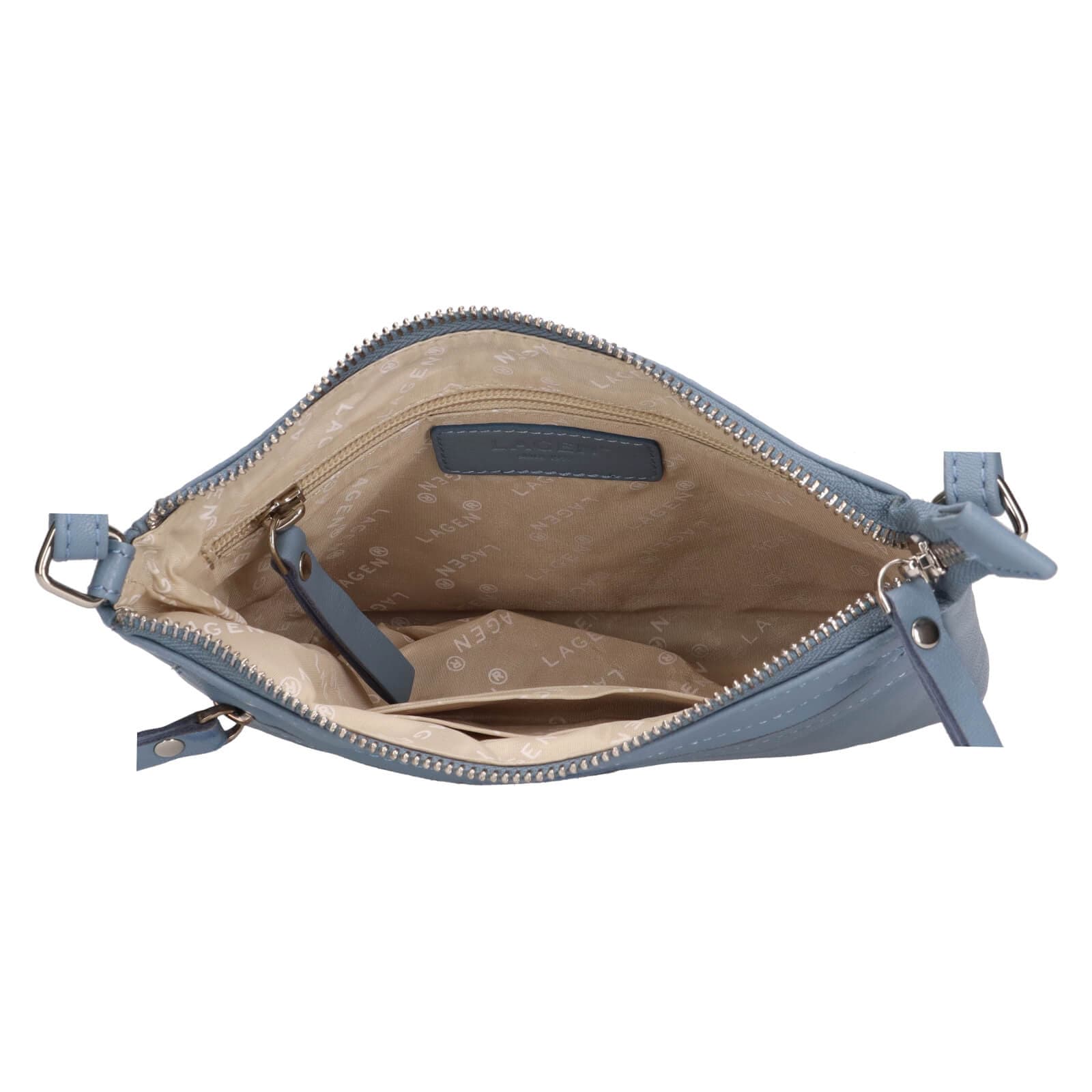 Kožená crossbody kabelka Lagen Hesper, modrá 5