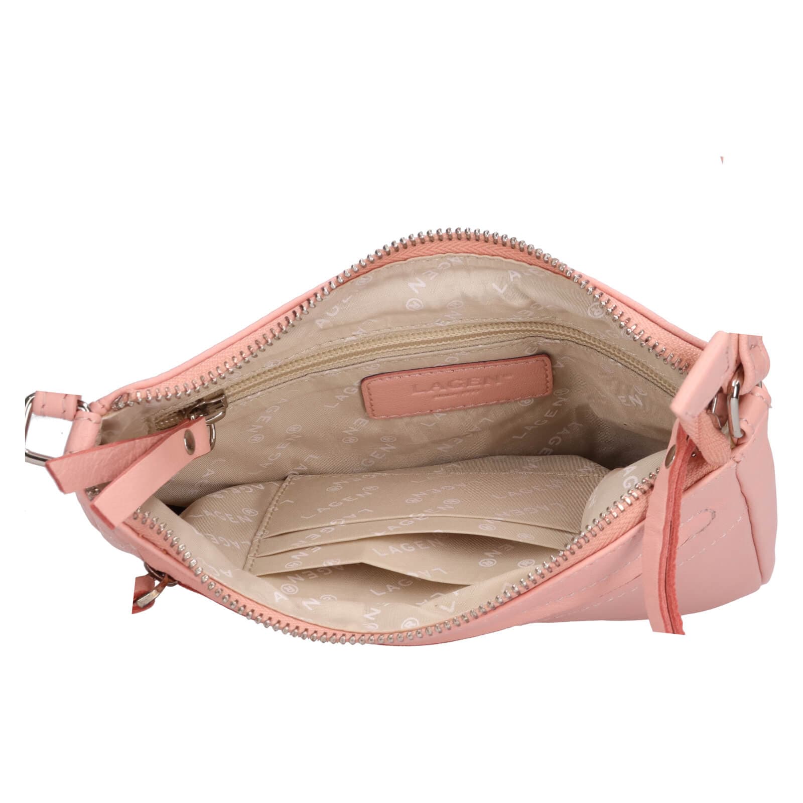 Kožená crossbody kabelka Lagen Hesper, růžová 5